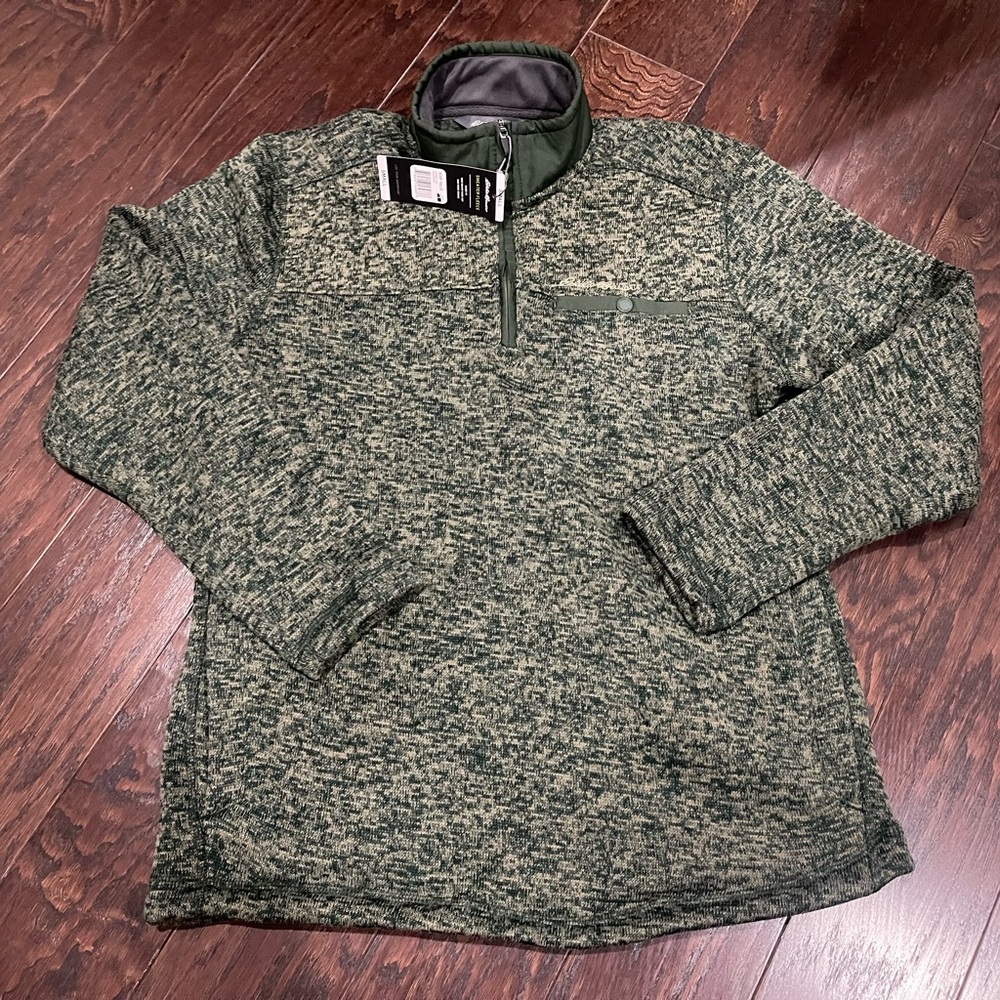 Eddie Bauer jacket Men Size Small Green Heather Fleece 1/4 zip pullover NEW